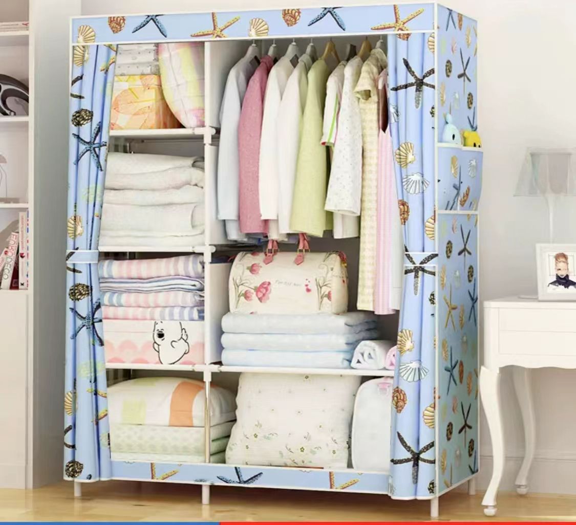 Multifunctional bedroom convenient cloth wardrobe dustproof and moisture-proof steel frame reinforcement combination simple and modern