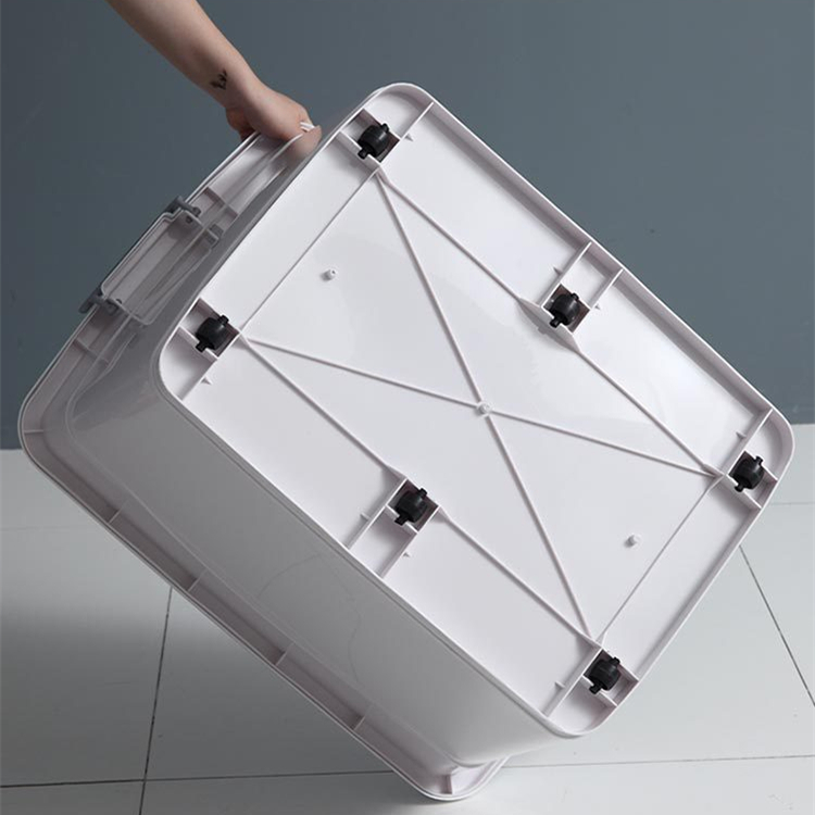 Large Capacity Plastic Storage Box, Multipurpose Stackable Storage Bin with White Latching Lid and Handle Clothes Storage Containers