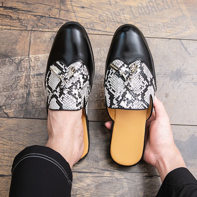 Youth Men Leisure Cool Mules Man Summer Slippers Fashion Casual Leather Loafers Flats Shoes Pu Breathable Slip On Footwears For