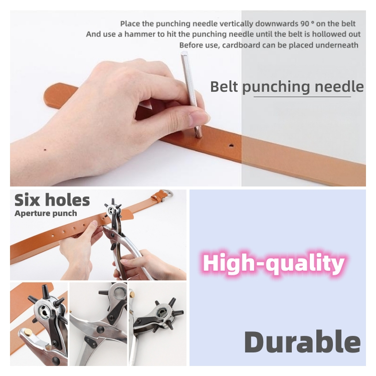 Belt accessories Six hole punch 2.5mm aperture Punching needle exquisite belt packaging gift box CRRSHOP Save effort durable Six hole arbitrary switching Belt punching needle 