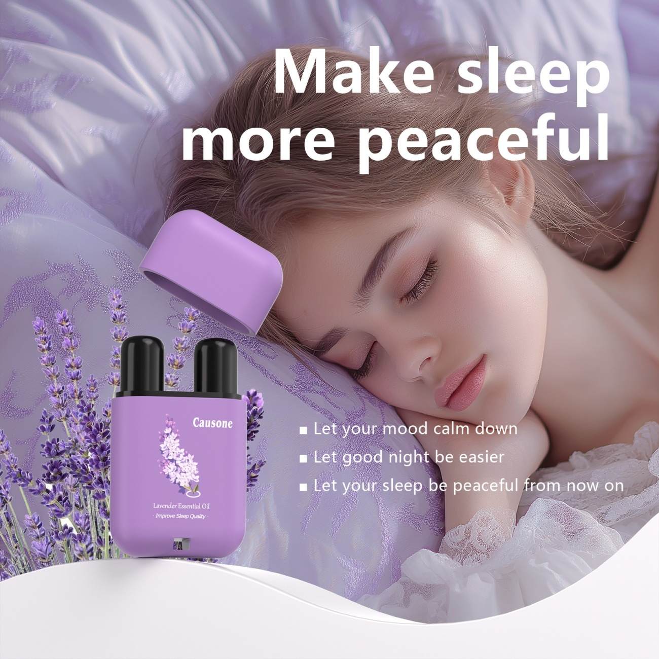 CAUSONE Lavender Essential Oil Nasal Inhaler, Refreshing & Mind-Boosting Stick, Mood Relief & Nasal Decongestant, Aromatherapy Nose Stick for Energy & Calm
