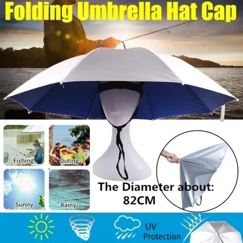 Generic Fishing Umbrella Hat Double-layer Head-mounted Umbrella