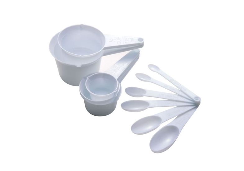 White Plastic Ice Cream Bowl & Spoons Kitchen Set