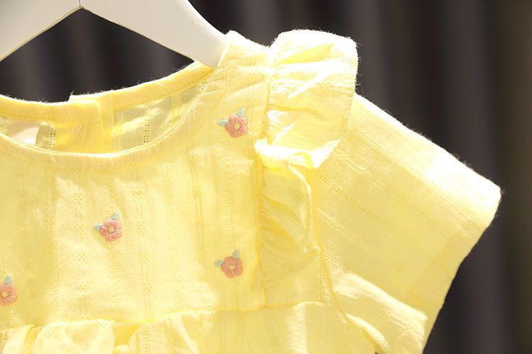 Baby girl princess dress new style children's summer clothes for girls fresh and versatile small flower baby shirt trendy baby girl summer clothes