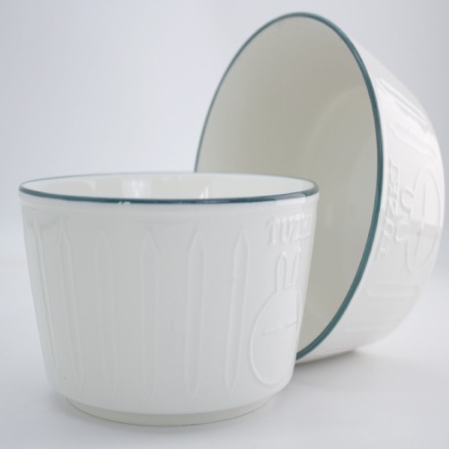 Luxury household ceramic porcelain tableware - Non-slip pattern design dish noodle soup bowl - XC-13 / XC-14 / XC-15 / XC-16