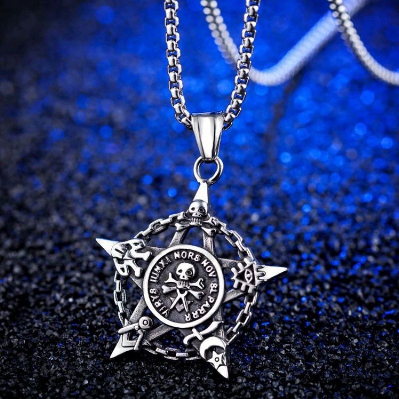 Titanium steel ship rudder hexagonal star necklace CRRSHOP No rust, no fading pendant chain necklace free shipping