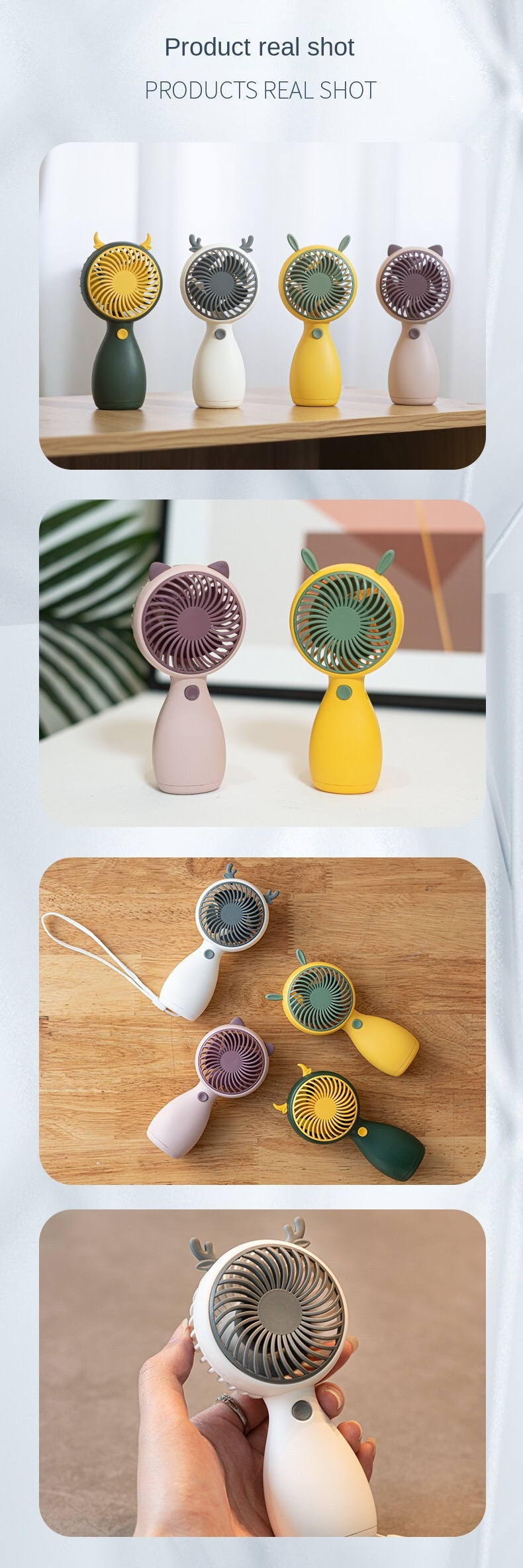 ubs handheld small fan, mini rechargeable model, strong wind, carry cartoon small fan 