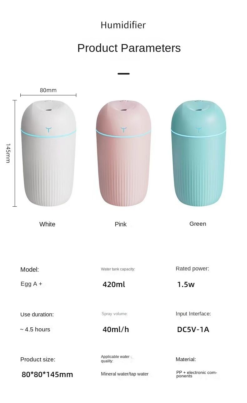 420ML Niu Niu office desktop humidifier car aromatherapy home bedroom mute large-capacity hydrating humidifier