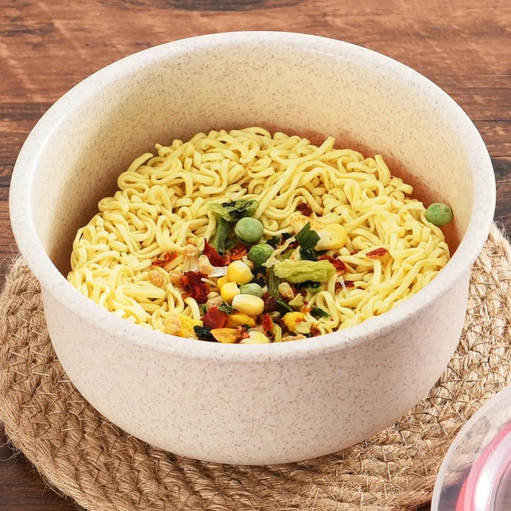 3PCS/Set Wheat Lunch Bowl Box Round Lunch Box With Lid Can Be Microwave Sealed Bowl Kitchen Supplies Storage Box
