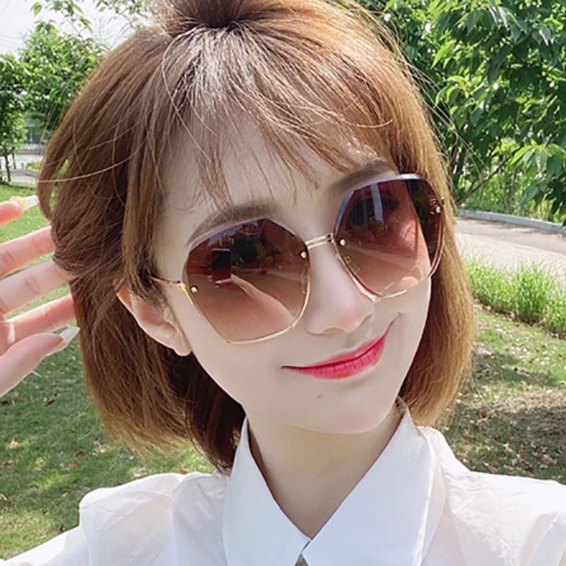 8070 Women's New Fashion Rimless Polygonal Sunglasses UV Blocking Sunglasses