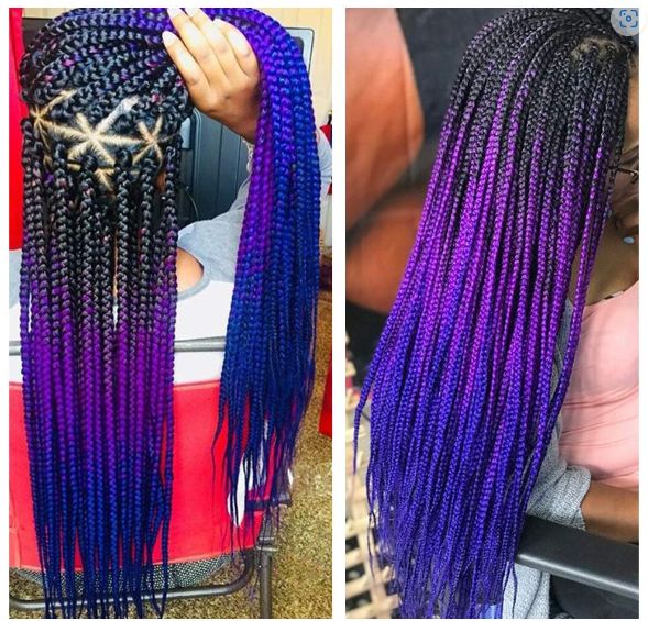 Obaasima Strands OS Ombre Braiding Hair 82" BY36 For African Braid And Rasta / Black / Purple / Blue