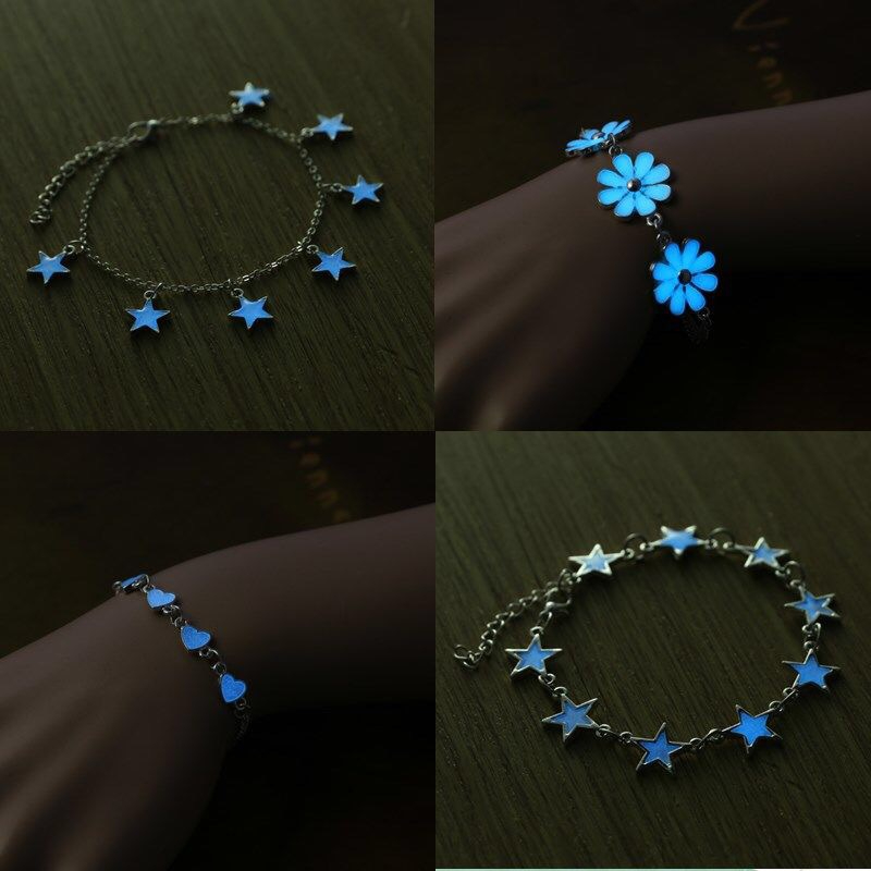 S Women Star Love Flower Fluorescent Stone Glow Couple Bracelet Jewelry Gift