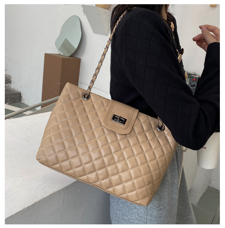 Large Capacity Women Shoulder Bag Lady Tote Chain Plaid Women Handbag