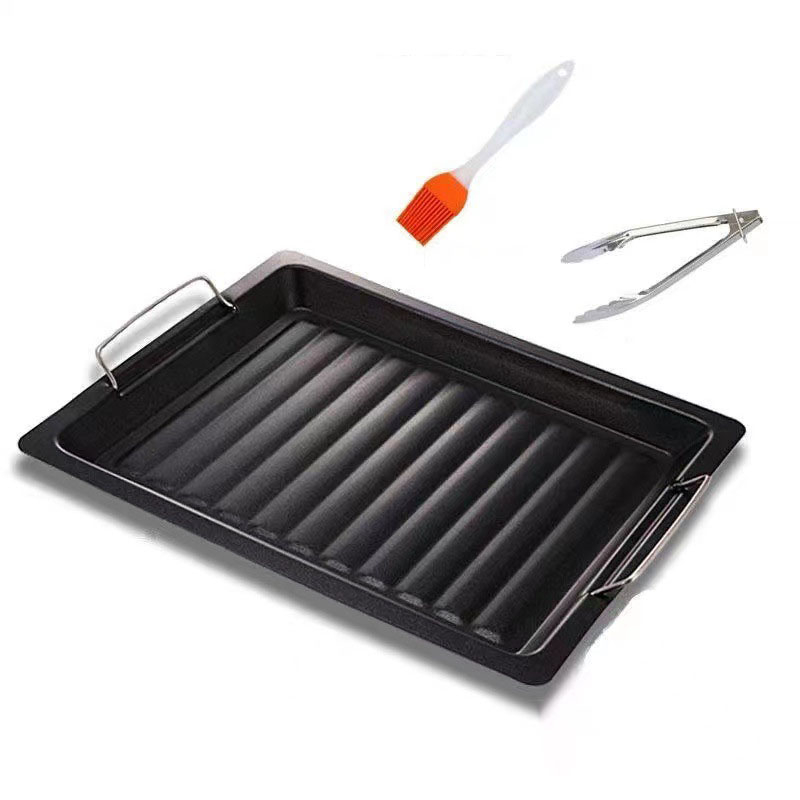Kitchen Baking Tray Microwave Bakeware Rectangle Non-stick Grill Smokeless BBQ Plate Outdoor Barbecue Frying Pan Kitchen Cookwar