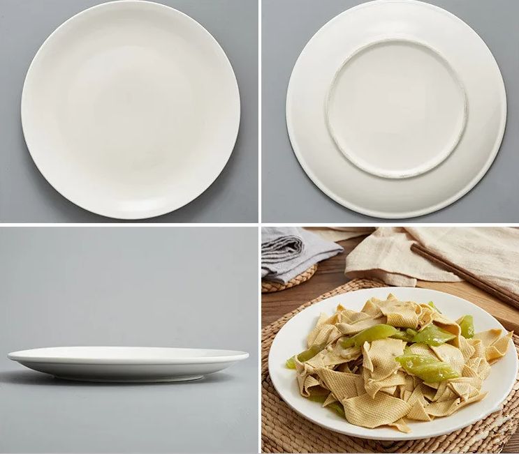Round White Fine Porcelain Ceramic Dinner Plates and Dishes Set for Weddings, Hotel, and Party Dinnerware - Microwave and dishwasher save - Size: 20.7CM X 20.7CM - T-05