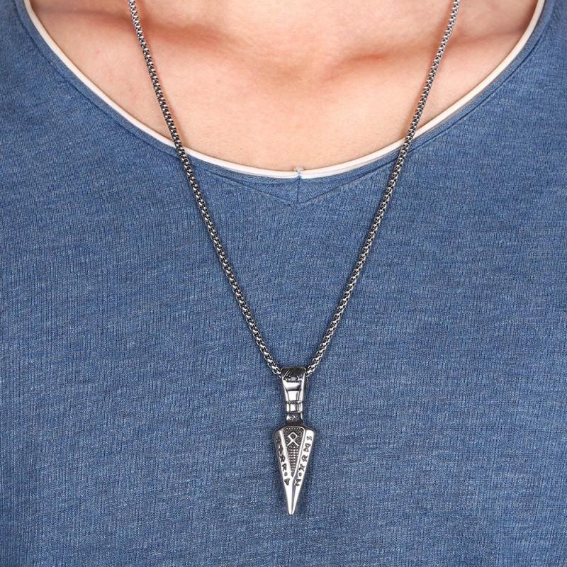 Viking Rune Arrow Titanium Pendant Necklace