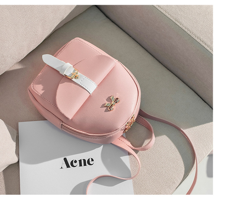 HWT05# Women's Mini Backpack Luxury PU Leather Kawaii Backpack Cute Graceful Bagpack Small School Bags for Girls Bow-knot Leaf Hollow