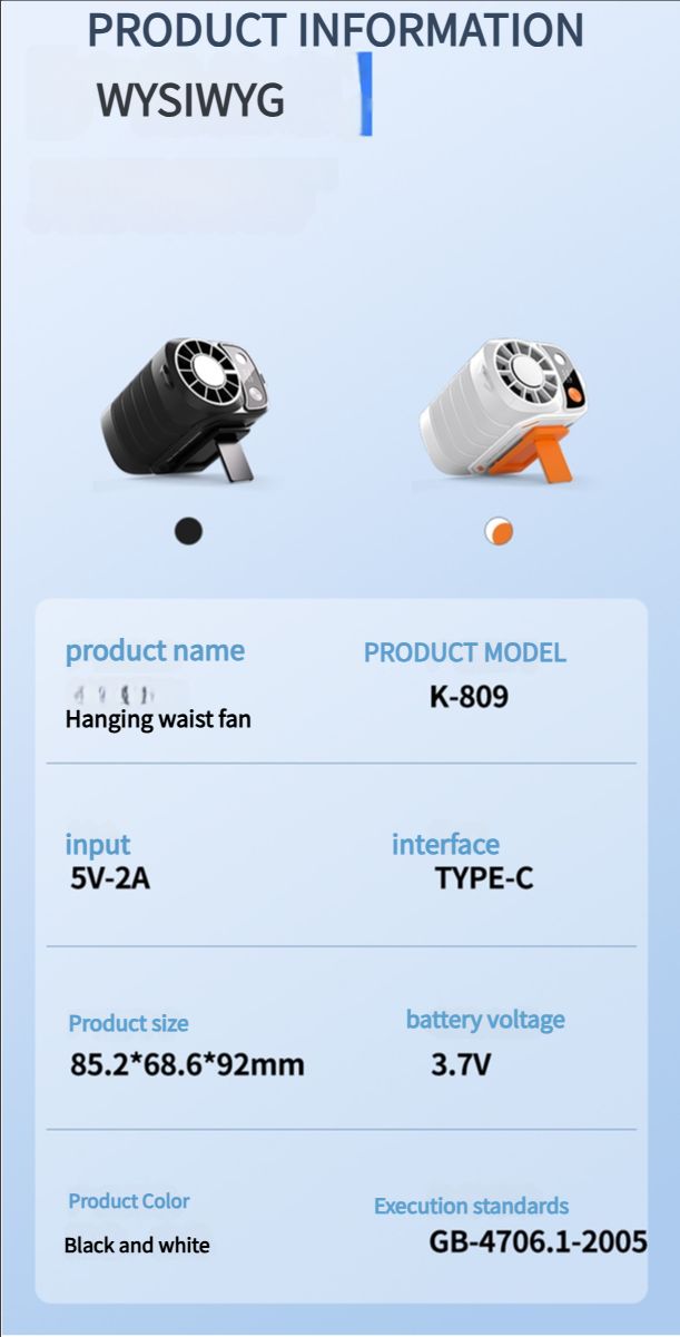 Portable belt air conditioning fan, rechargeable 3-in-1 semiconductor cooling hanging belt fan, equipped with 6000mAh battery and flashlight, three wind speeds, digital display, suitable for construction sites, outdoor, farms, fishing, camping