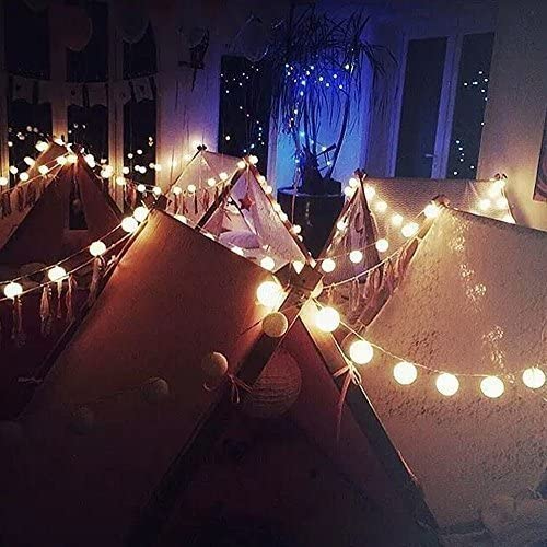 3.5CM Cotton Balls Christmas Lights Outdoor Garland LED String Lamp Patio Bedroom Party Holiday Lighting New Year Wedding Decor 3.2M battery