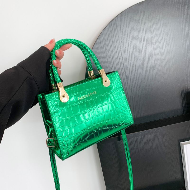 Women's New Simple and Versatile Crocodile Print Square Bag, Adjustable Shoulder Strap Crossbody Bag