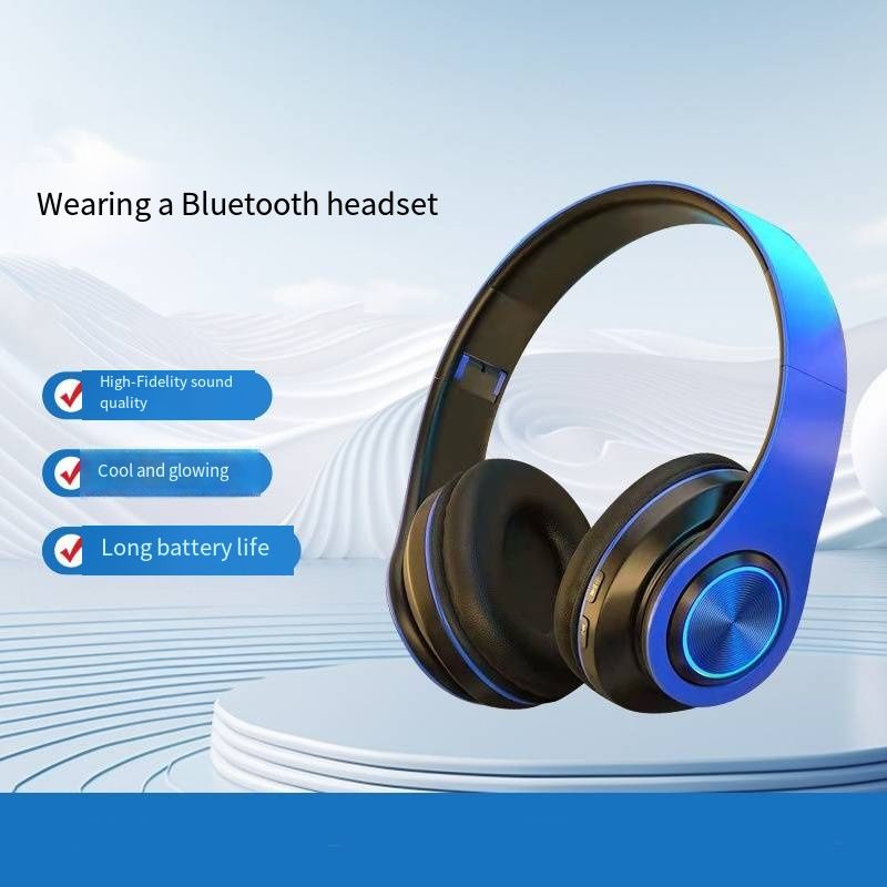  Cool LED Glowing Over-Ear Bluetooth Headphones, Strong Heavy Bass Stereo Wireless Gaming Headset, Foldable Comfortable Sports Headphone with Microphone for Game Music Outdoor Daily Use