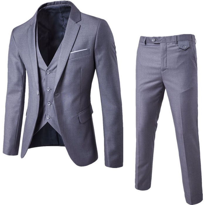 DIHOPE 2020 Men's Fashion Slim Suits Men's Business Casual Groomsman three-piece Suit Blazers Jacket Pants Trousers Vest Sets