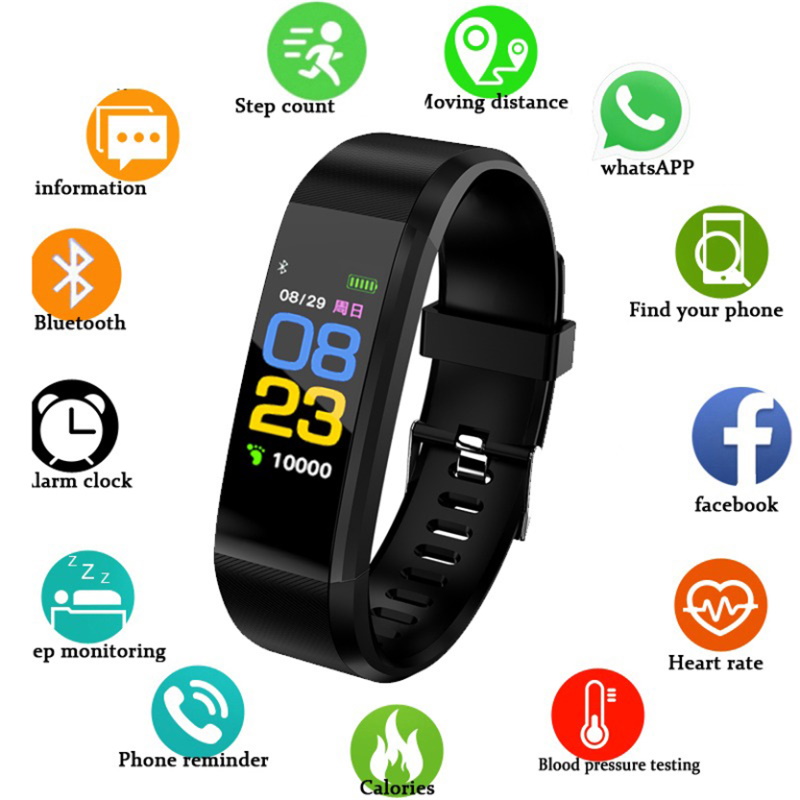 Smart Bracelet, Sport, Pedometer, Bluetooth, Heart, Monitor, Activity ...