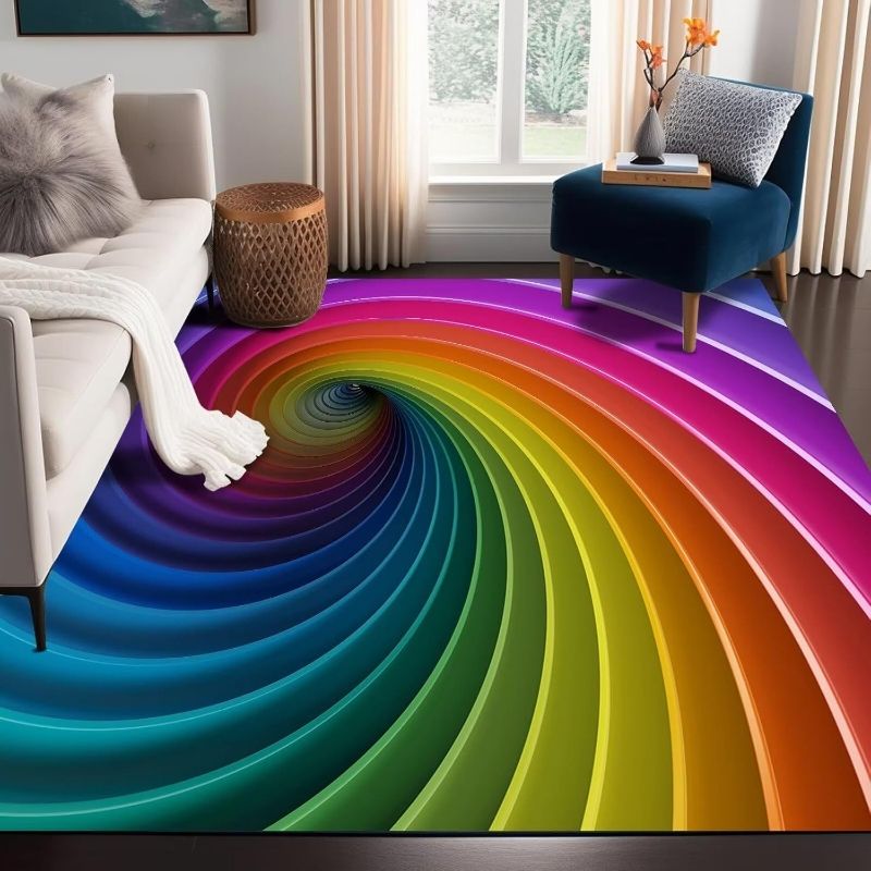 40*60cm,50*80cm, 3D visual rainbow carpet, fun decorative floor mat, anti slip and easy to maintain, foot mat CRRSHOP free shipping Crystal velvet carpet ，mat, Printed floor mat