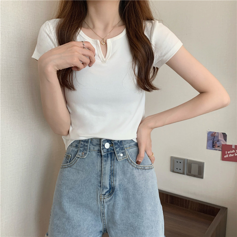 165 Women's Design Sense Slim Casual T-shirt Short Sleeves