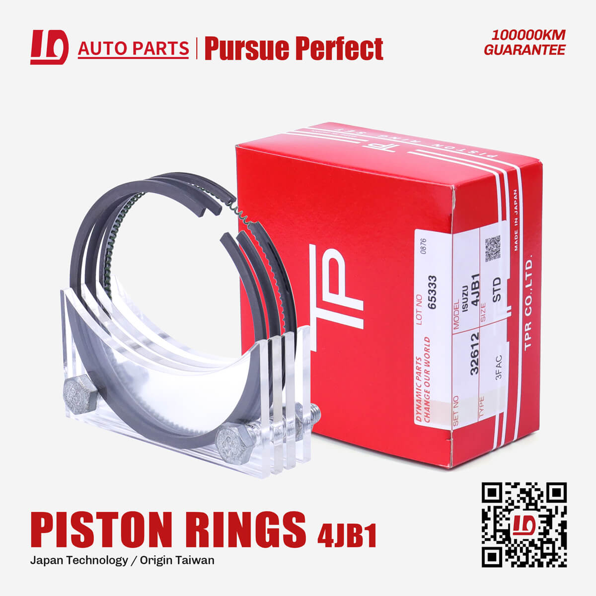 TP 4JB1 Engine Piston Rings OEM:32612 for ISUZU
