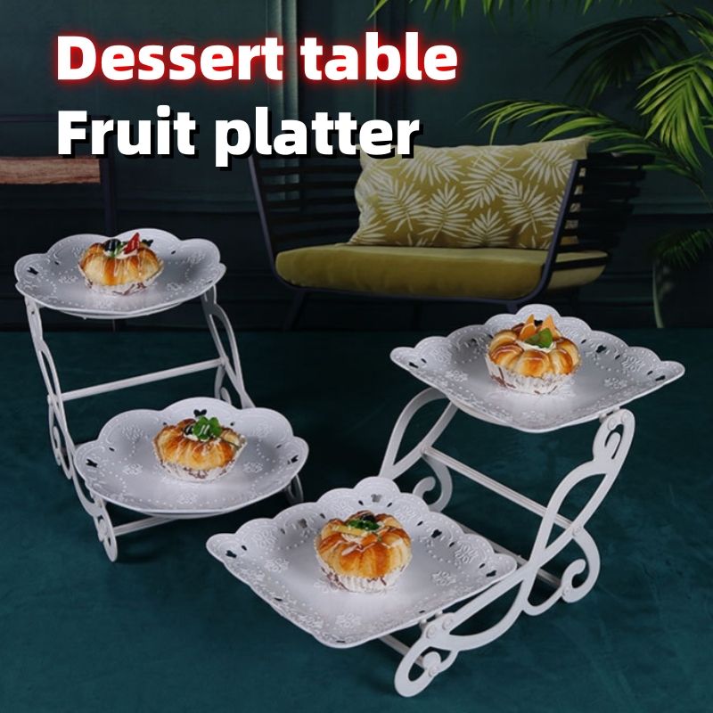 Plastic multi-layer fruit tray Living room coffee table, sugar and fruit platter Exquisite cake rack tray Dessert table