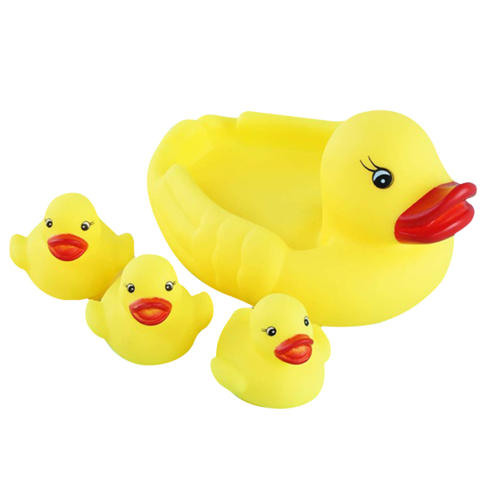Rubber Duck Family Bath Set Float Ducks Baby Shower Toy for Toddlers Boys Girls Over 3 Months 4pcs Baby Duck Bath Toy Yellow Duck 