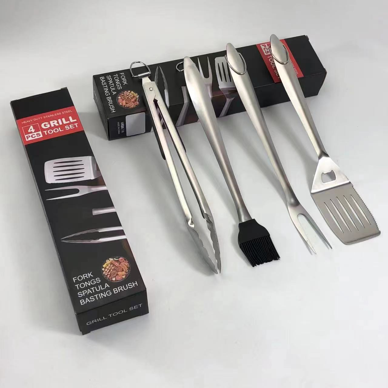 Grilling Tools BBQ Set - Grill Accessories w/ BBQ Tongs, Spatula, Fork, Brush - Stainless Grill Kit Grilling Set - Gift Ideas BBQ Accessories, Gifts for Men