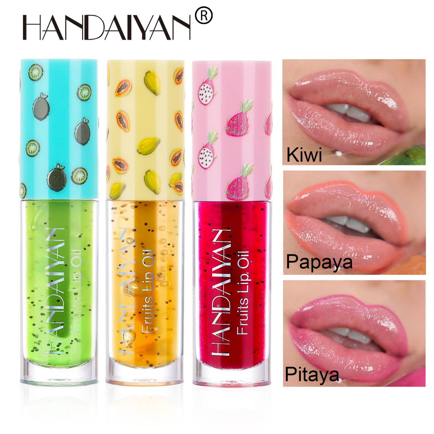 H1272 Handaiyan Transparent Fruit Lip Gloss Cute Clear Lipgloss Balm Polished Moisturizing Liquid Lipstick Labial Ink Plumper Glow Oil
