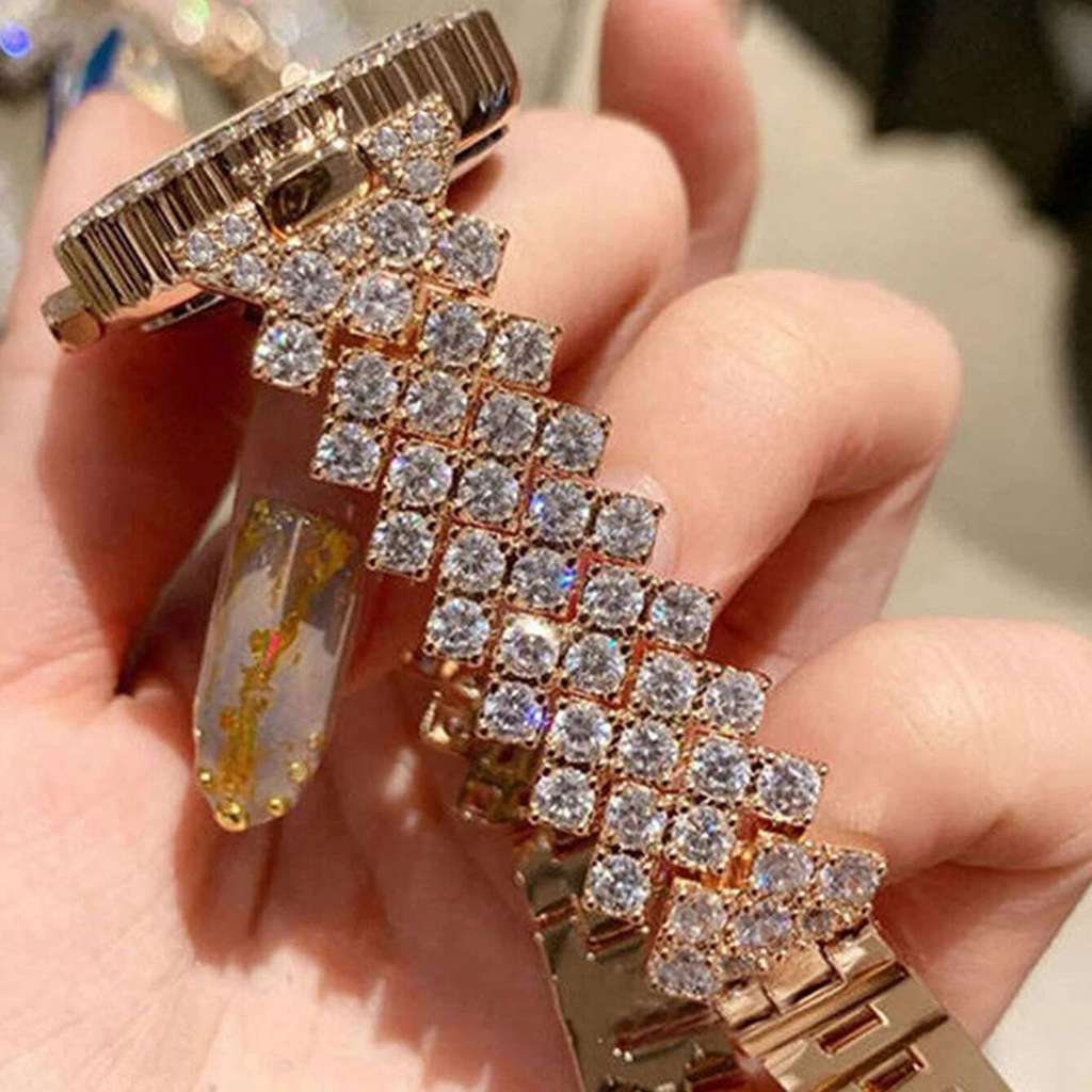 women's diamond watch and bracelet set fashion girls watch set steel strap
