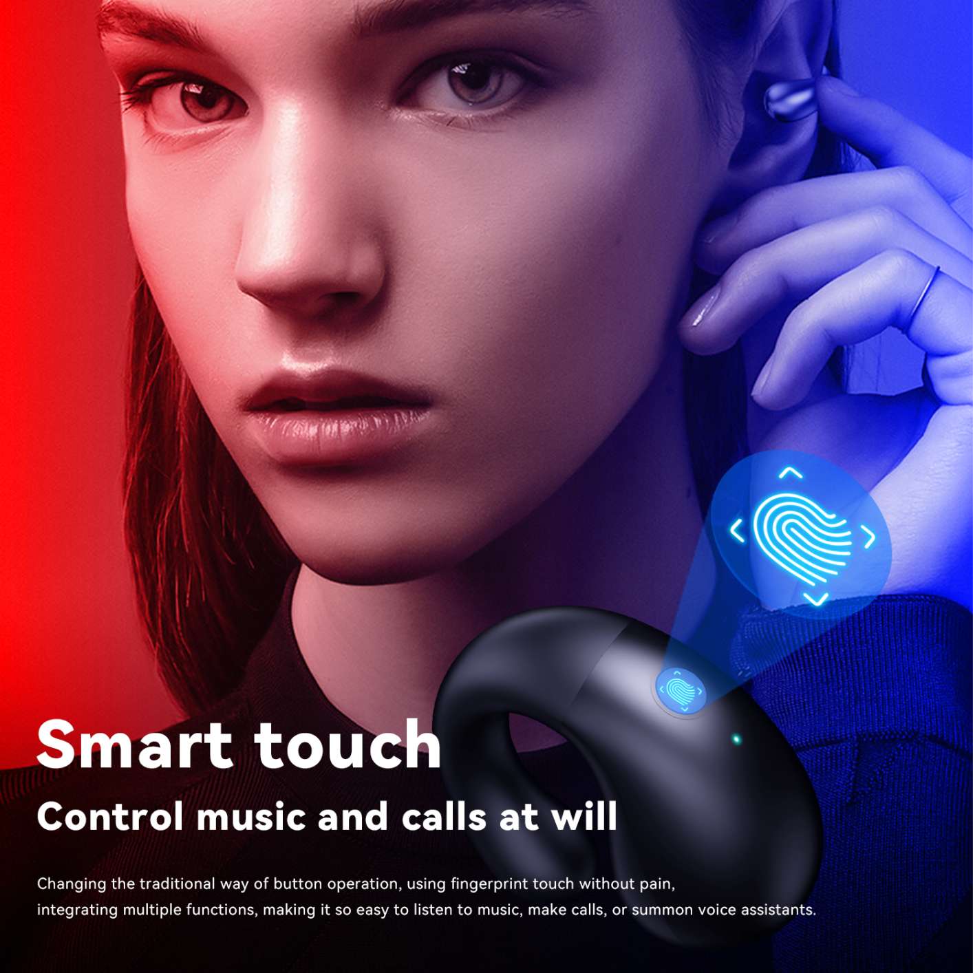 YYK-Q92 Wireless Ear Clip Bone Conduction Headphones Waterproof Bluetooth Open Ear Earbuds Cycling Earpiece Noise Canceling Headset Sports Bluetooth 5.0 Earphones Headset for Driving