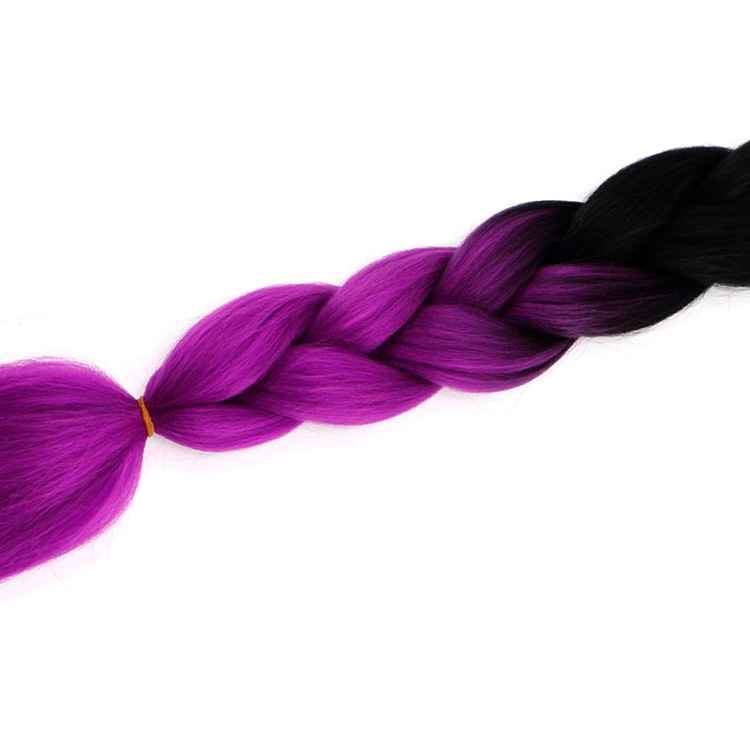 24inch Synthetic Jumbo Gradient Color Braids Women Hair Extension Black+Carmine 100g/Pcs 1Pcs/Bag