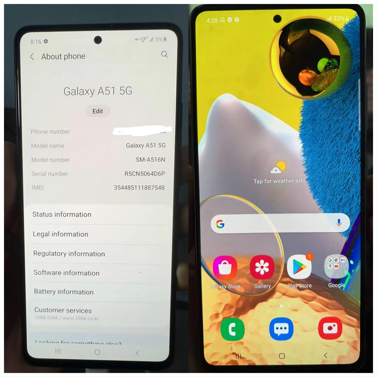 Samsung Galaxy A51 5G 128+6GB 4500mAh 6.5" 48MP + 32MP 2G/3G/4G/5G LTE Android single SIM Smartphones Waterproof google Smart Phones