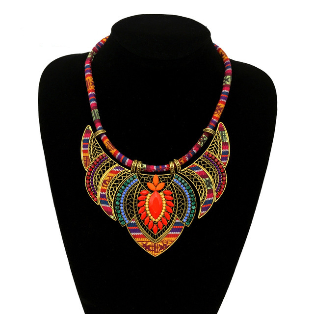 Necklace CRRshop free shipping hot sell female popular Bohemian ethnic style exaggerated necklace color alloy diamond necklace female jewelry women popular jewelry 