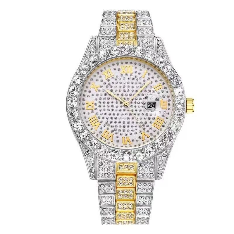 Large dial watch men's watch Roman scale steel strip men's watch Starry Sky business leisure calendar quartz watch