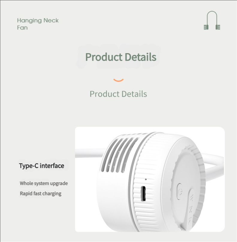 Portable neck fan, air conditioning fan, foldable neck fan, silent portable mini wearable battery powered USB charging 360 degree rotating fan