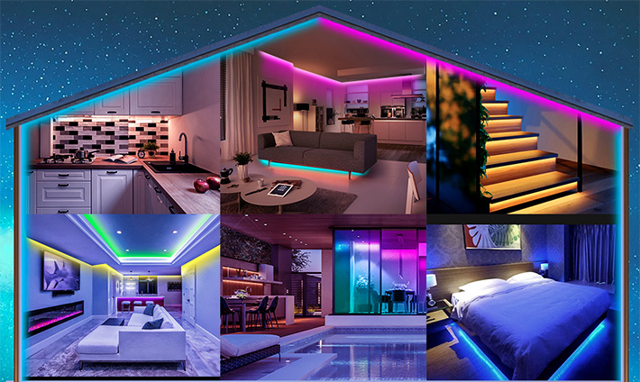 LED light strip 5050 DC12V 24-button RGB control color conversion Suitable for parties, parties, home layout, venue layout 33ft 1 setChristmas lights, 