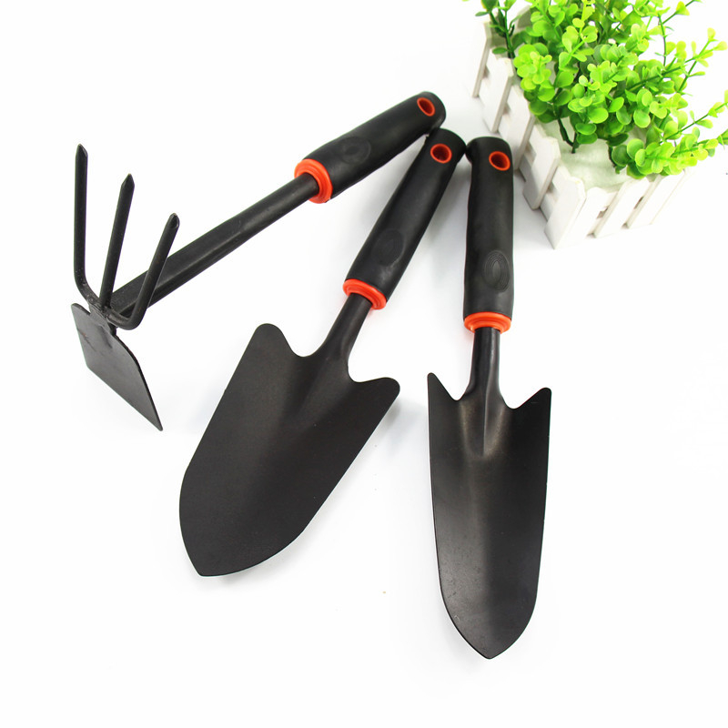 Shovel gardening farming shovel dual-purpose four-piece hoe garden tool set handle potted black rubber flower shovel
