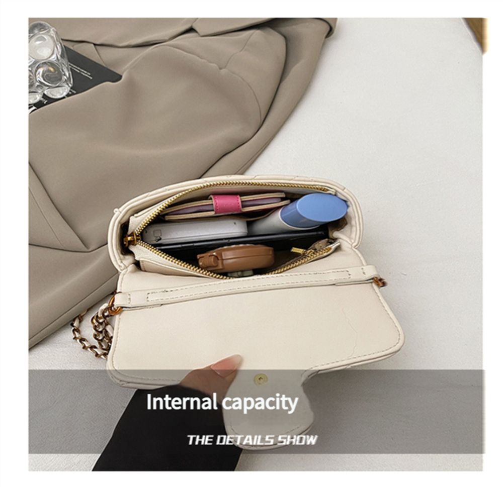 2025 new high-end texture PU chain bag, casual, fashionable, luxurious design, versatile, portable crossbody single shoulder women's bag
