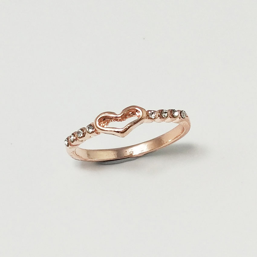 20210 Love Ring Hollow Set Inlaid  Crystal Heart-Shaped Fashion Ring for Mother's Day Gift