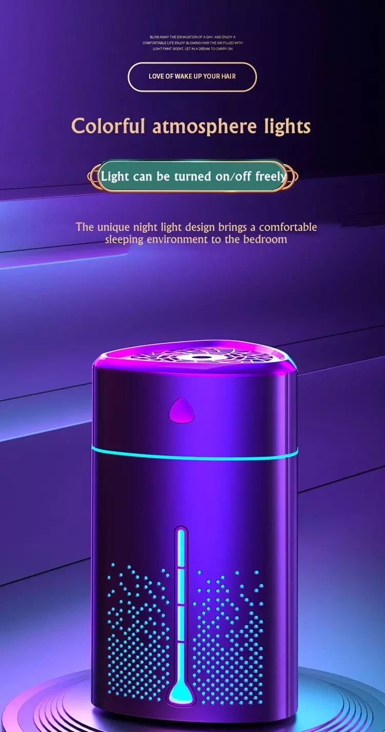 CRELVCOE 1000ML Air Humidifier 7 Color LED Light Aromatherapy Fragrance Essential Oil Diffuser USB Aroma Mist Maker