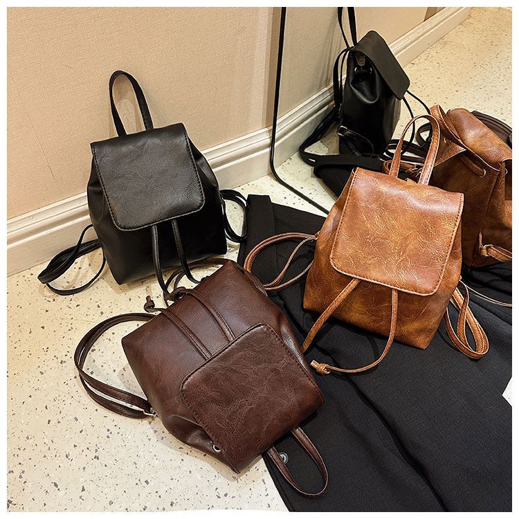 Retro Niche Women Backpack Simple Versatile Drawstring Shoulder Bag New Arrival Brown Casual Ladies Handbag
