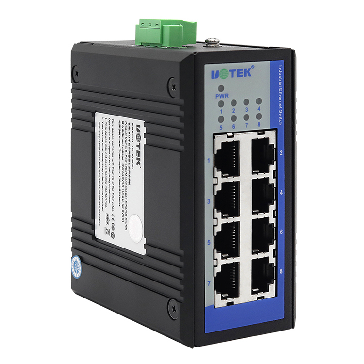 UOTEK 1000M Ethernet Switch 8 Port Gigabit Unmanaged Industrial Grade Ethernet Switch RJ45 Network Switch DIN-Rail IP40 Full Half Duplex UT-6408GC