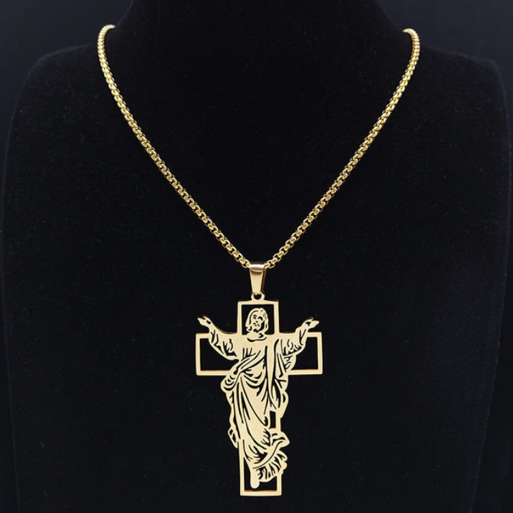 Cross Pendant necklace male Hip Hop Hollow out design Stainless steel jewelry new fashion trend gifts CRRSHOP men gold cross necklace holiday gift
