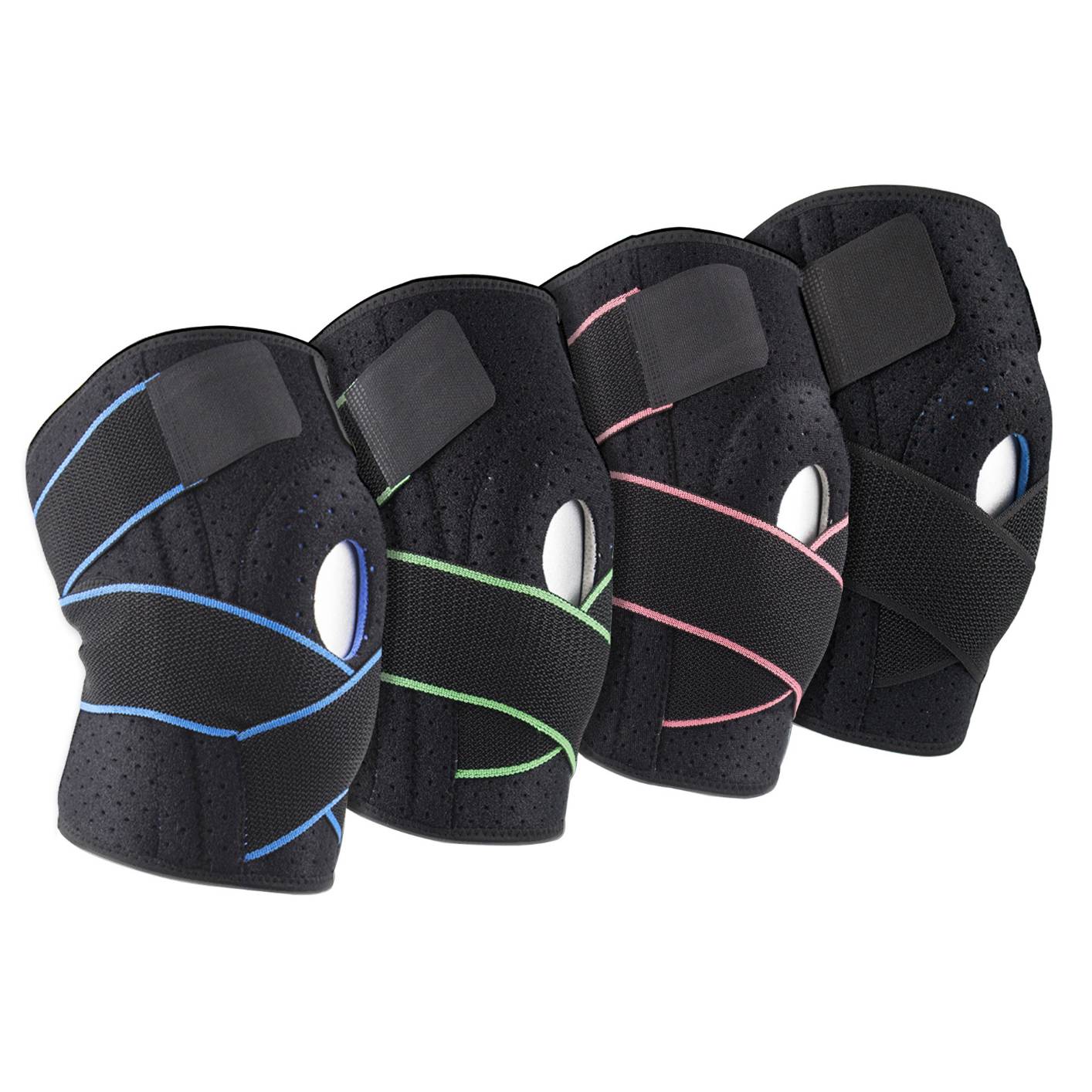 S-1009 2Pcs Adjustable Strap Open Patella Knee pad for Men/Women Non-Slip Silicone Knee Support for Knee Pain